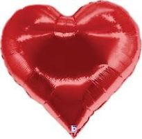 19 İnç Kırmızı Renk Düz Kalp Folyo Balon